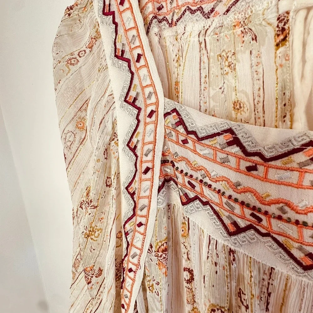Free People Dance Magic Tunic‎ Womens Medium Embroidered Mini Dress Boho